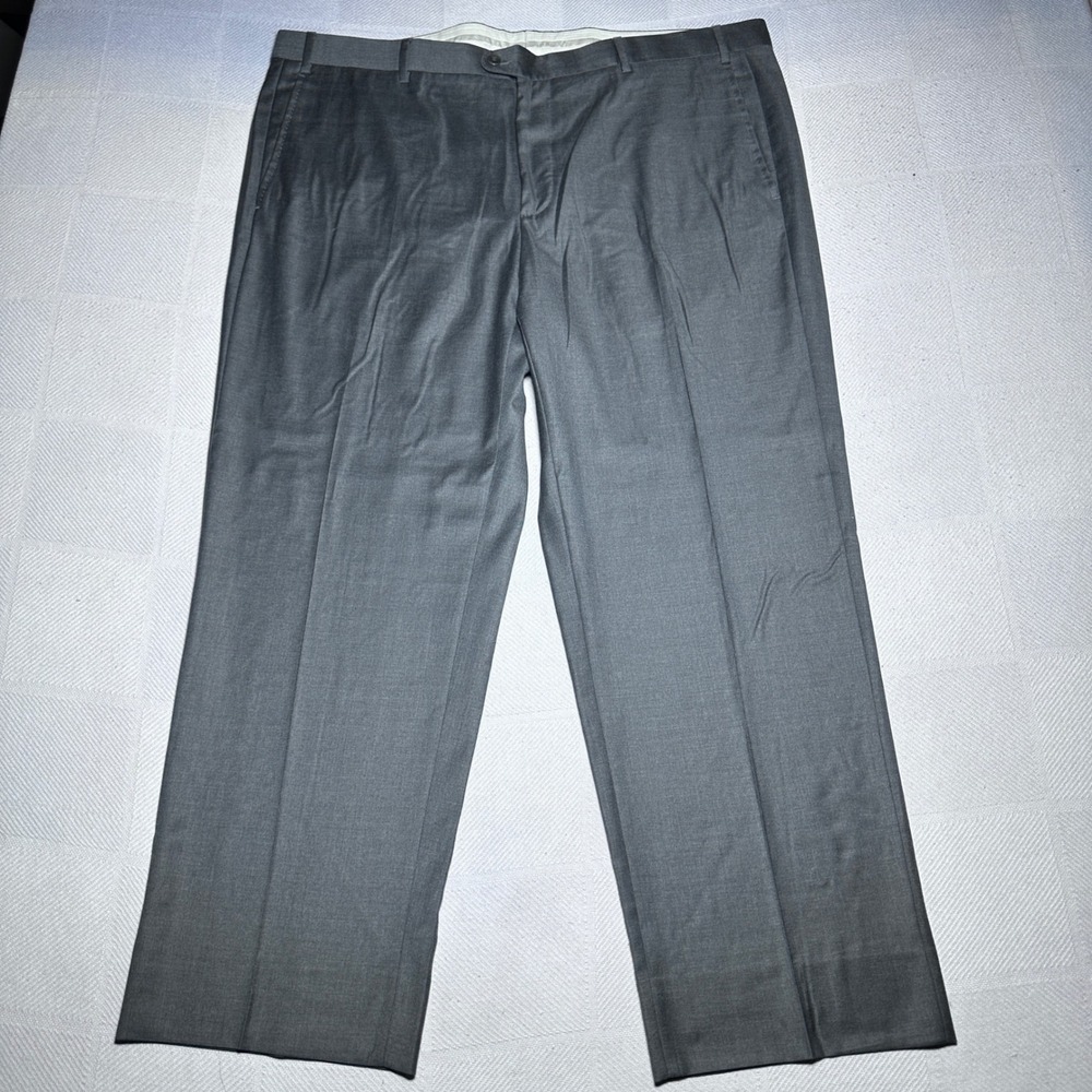 Zanella Dress Pants 42x30 Loro Piana Tasmanian Super 150s Wool Flat Front Gray